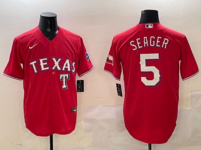 Men Texas Rangers #5 Seager Red Game 2025 Nike MLB Jersey style 5->texas rangers->MLB Jersey